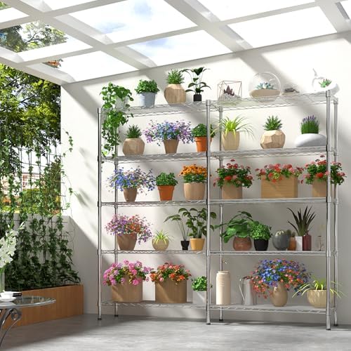 5 Tier Storage Racks Shelving, Heavy Steel Pantry Shelves, Adjustable Wire Shelving Rack, Suitable for Garage, Kitchens, Offices, 58" W x 14" D x 71" H, Chrome - Image 5