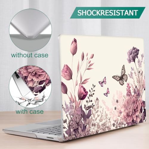 Mektron Case for 13.5" Microsoft Surface Laptop 5/4/3 with Metal Palm Rest Model 1951/1868, 2019/2021/2022 Release Plastic Hard Shell Cover with Screen Protector, Butterfly Flower C074 - Image 6