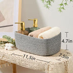 MiniArk Small Storage Baskets for Organizing | Closet Organizer Bins | Shelf Toy Basket | Woven Rope Baskets | Cube Decorative Box | Shallow Basket | 11.5x7.5x4.7” | 4 Packs Mixed Grey - Image 3