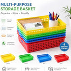 8 Pack Classroom Paper Basket, A4 Organizing Boho Trays for Teachers Students, Fun Turn-in Bins, Classroom Storage Plastic Organizer Holder for Office Desk Room Trays - Image 4