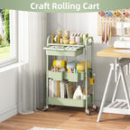 KINGRACK 3 Tier Metal Rolling Cart with Drawer, Green Utility Storage Cart - Image 7
