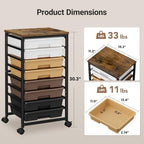 Pipishell Rolling Cart with 5 Drawers, Craft Storage Cart, Khaki Gradient - Image 4