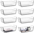 8 Pack Hanging Under Shelf Storage Basket, Steel Hanging Wire Rack Storage Baskets, Slide-in Baskets Organizer for Kitchen Cabinet Desk Organizer Storage, Space Saving, 16"D x 9"W x 5.9"H by Unknown