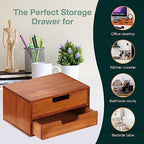 Double Drawer Desktop Storage Organizer in a Modern Wood Design (9.8”x6.9”x 5.1”) 2-Drawer Stackable Drawer Unit - Wood Monitor Riser (1-Pack) - Image 6