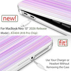 May Chen Compatible with MacBook Neo 13 inch Case 2026 Model A3404, Plastic Hard Shell,Keyboard Cover,Screen Protector,Dust Plug, for MacBook Neo 13" with A18 Pro Chip, Purple Strips - Image 3