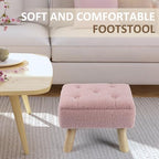 OGEMXU Storage Ottoman, Small Foot Stool Ottoman with Storage, Boucle Teddy Velvet Foot Rest with Padded Seat, Sturdy Wood Legs Stool for Living Room, Bedroom, Couch, Enterway (Pink) - Image 4