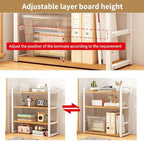 Office Desk Shelf Organizer, Wood Desktop Bookshelf Supplies Storage Rack, Shelf for Top of Desk and Dresser and Cubicle Decor Aesthetic Bookshelf (White Wood-three Tier, 15.75 Lx7.87 Wx22.05 H) - Image 4