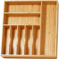 Umilife Large Kitchen Drawer Organizer, 19"x20" Silverware Utensils Organizer, 2.5" High for Large Deep Drawers, Bamboo Flatware Holder with Thick Frames, Sturdy Kitchen Organization Tray by Umilife