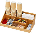 Mind Reader Cup and Condiment Station, Countertop Org, Coffee Bar, Rayon from Bamboo Cup, 18.125"L x 9.5"W x 6.5"H, Brown - Image 5