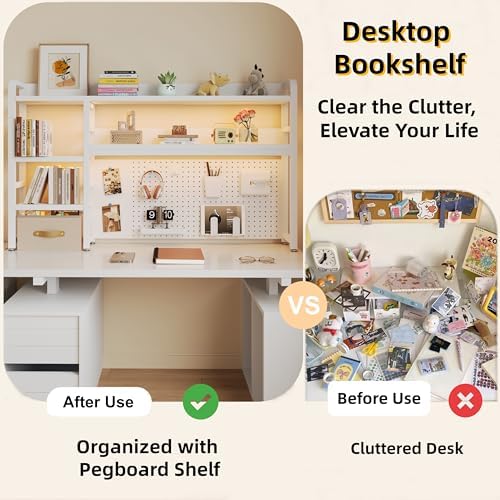 Desktop Hutch Bookshelf, 4-Tier Metal Desk Shelf for Top of Desk - Image 4