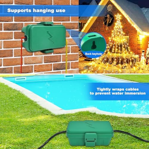 Hrensaw 3PCS Small Weatherproof Electrical Connection Box(Inner 5.5x3x2.2inch),Outdoor Electrical Box,Waterproof Extension Cord Covers for Plug, Extension Cables, Holiday Lights,Green - Image 5