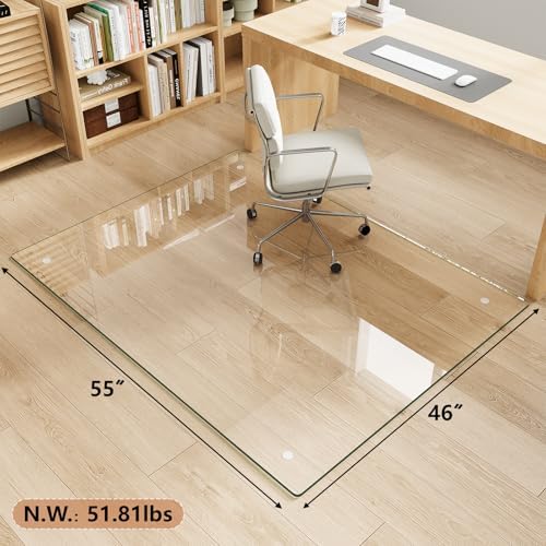 46" x 55" Tempered Glass Chair Mat for Carpet & Hard Floors - Image 4
