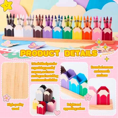 11 Pcs Pencil Shaped Crayon Organizer with Stand,Large - Image 3