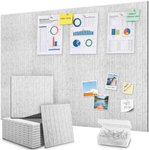 48" x 36" Large Cork Bulletin Board Tiles, Peel and Stick Felt Wall Panels for Vision, Message Center, Picture and Prayer Board for Office, Dorm, Room and Desk Decor(Gray) by faainit