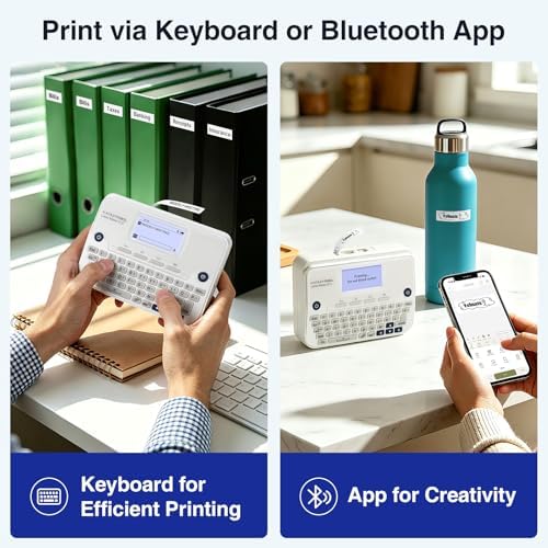SUPVAN E12 Keyboard & Bluetooth Label Maker with 4 Tapes & Case, White - Image 2