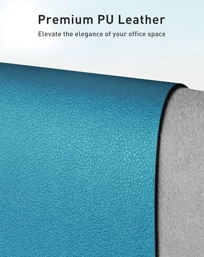 Aothia Faux Leather Desk Mat - Large Mouse Pad, Non-Slip PU Leather Blotter, Waterproof Writing Surface for Office and Home (Turquoise, 63" x 17") - Image 2
