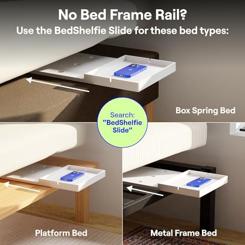 BedShelfie Bedside Shelf for Dorm Room - Cable Catch, Black - Image 6
