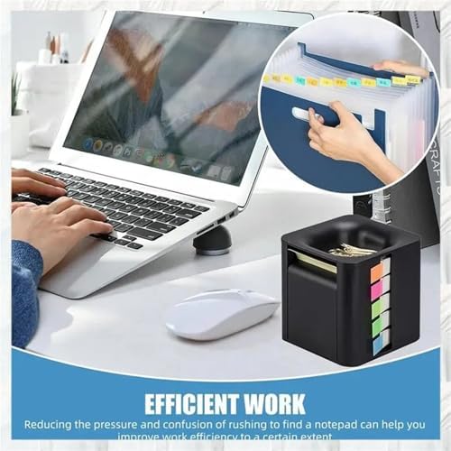 5-in-1 Cube Sticky Note Holder Dispenser with Notes Tabs Roll for Desk Organization - Image 4