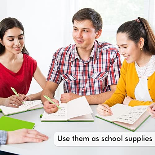 feela 5 Pack Notebooks Journals Bulk, Hardcover Notebook Classic Ruled Lined Journals with Pen Holder for Women Girls School Business Supplies, with 5 Black Pens, 120 GSM, 5.1”x8.3”, A5, Green - Image 5