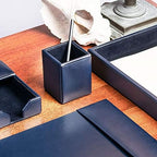 Navy Blue Bonded Leather Pencil Cup - Image 5