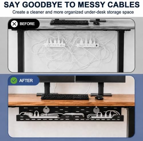 32" Under Desk Cable Management Tray, Capacity Metal Cord Organizer - Image 4