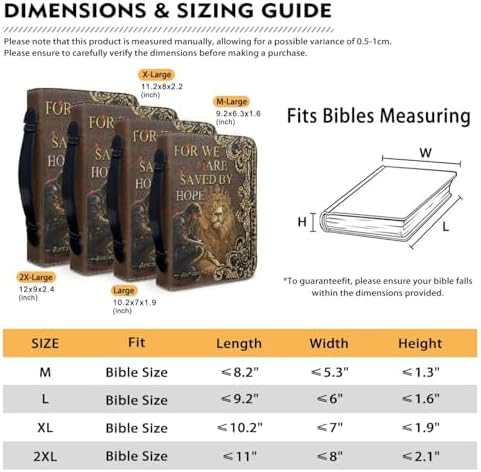 Warrior & Lion Print Women's Bible Cover Case PU Leather Lightweight Book Protetive Cover for Christians, Large Capacity Scripture Bible Bag with Handle & Black Bookmark Strap - Image 4