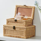 Rattan Box with Lid Decorative Natural Handmade Boho Baskets - Image 5