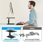 BoYata Monitor Stand, Adjustable Height Metal Desktop Riser, Black - Image 4