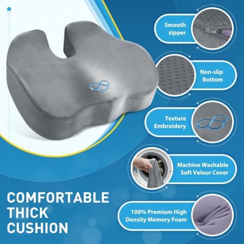 BlissTrends Memory Foam Seat Cushion for Office Chair & Car Seat, LightGrey - Image 4