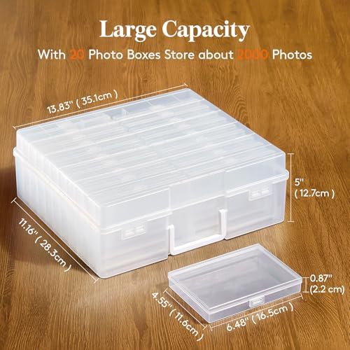 Lifewit 20 Pcs Photo Storage Box for 4"x 6" Pictures, Acid-Free, Clear - Image 3