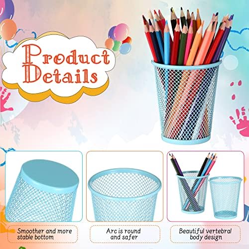 Colarr 24 Pack Mesh Pencil Holders, Metal Pen Cups in 4 Colors - Image 3