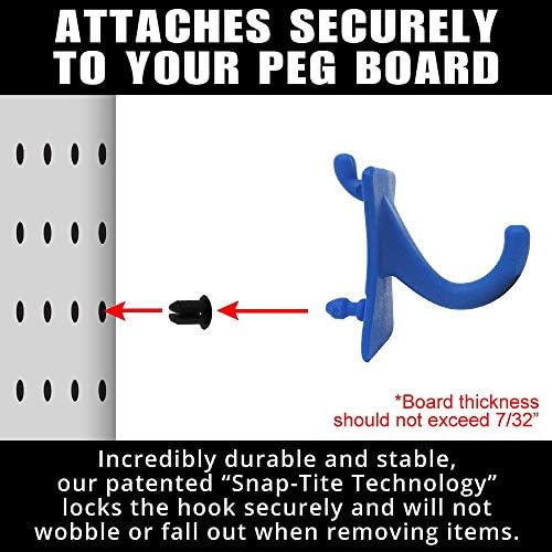 PegPro® J Hooks Kit for Standard “Wood Fiber” pegboard – Durable Plastic Pegboard Hooks - for Garage, Kitchen, Craft Room, and More (J Hook - 24 Pack, Blue) - Image 3