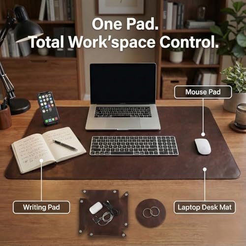 LL LEATHER LOVERS Leather Desk Mat, 24" x 38" Dark Brown, Desk Mouse Pads on Top of Desks, Non Slip Top Grain Leather Desk Blotter, Laptop Desk Mat, Desk Writing Pad for Office and Home - Image 4
