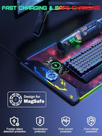 5-in-1 RGB Mouse Pad with Wireless Charging, Gaming Desk Mat, Red Nebula - Image 2