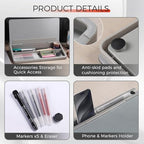 TOWON Compact Glass Desktop Whiteboard with Storage 12x7 in, Gray - Image 3