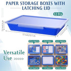 Tinlade 12 Pcs Classroom Paper Storage Bins with Lids, Blue, 13x10in - Image 2