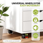 7 Drawer Chest, Storage Cabinet Dressers with Wheels, Dressers Storage Cabinets, Dresser Mobile Cabinet with Wheels, Room Organizer, Small Drawers Wood Organization Furniture for Office, Home, White - Image 4