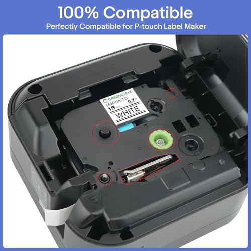 GREENCYCLE 18mm Label Maker Tape Compatible for Brother P-Touch TZe-241 18mm 0.7'' Laminated White TZ-241 TZe241 Black on White TZe TZ Tape for Ptouch PT-D400 D410 D600 D610BT P700 P750W, 10 Pack - Image 6