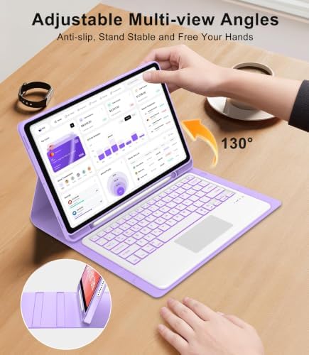 Touch Keyboard Case for Samsung Galaxy Tab S11 Ultra 14.6 Inch 2025, Galaxy Tab S11 Ultra Case Keypad with Precise Trackpad, Backlit Keyboard Cover with S Pen Holder for Samsung Tablet 14.6'', Purple - Image 5