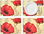 Pimpernel Poppy de Villeneuve Placemats - Gold, Set of 4 by Pimpernel