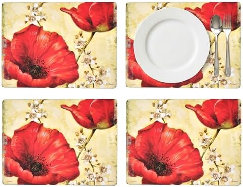 Pimpernel Poppy de Villeneuve Placemats - Gold, Set of 4 by Pimpernel