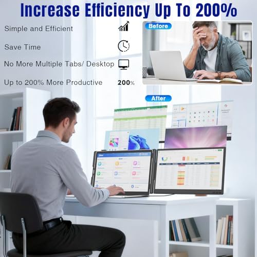 KEFEYA Laptop Screen Extender 14", FHD 1080P IPS Laptop Monitor Extender, Portable Monitor for Laptops 13-17" with USB-C/HDMI Port, Plug n Play for Windows/Mac/Android/Switch/PS5 - Image 3