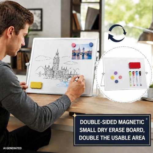 MXG Magnetic Whiteboard,12x16 Double-Sided Desk Dry Erase Board with Stand - Image 2