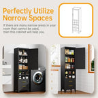 Ckzbx Tall Narrow Storage Cabinet, 66.93" H Tall Bathroom Cabinet Metal Pantry Cabinets with Hollowed-Out, 3 Adjustable Shelves, for Kitchen, Bathroom, Home Office, Living Room (Black) - Image 4