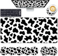 Keyboard Wrist Rest and Mouse Pad with Wrist Support Set Ergonomic Coaster,Memory Foam,Easy Typing Pain Relief,Large XL Desk Mat 31.5"x 11.8",Cow Print by CICPLKSE