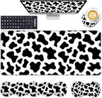 Keyboard Wrist Rest and Mouse Pad with Wrist Support Set Ergonomic Coaster,Memory Foam,Easy Typing Pain Relief,Large XL Desk Mat 31.5"x 11.8",Cow Print by CICPLKSE