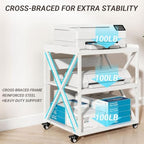 Natwind 3 Tier Printer Stand, 27.6" W x 19.7" D Large Printer Cart,White - Image 5