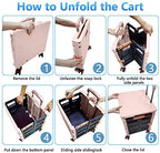 FELICON SELORSS Foldable Utility Cart Folding Portable Rolling Crate-Pink - Image 4