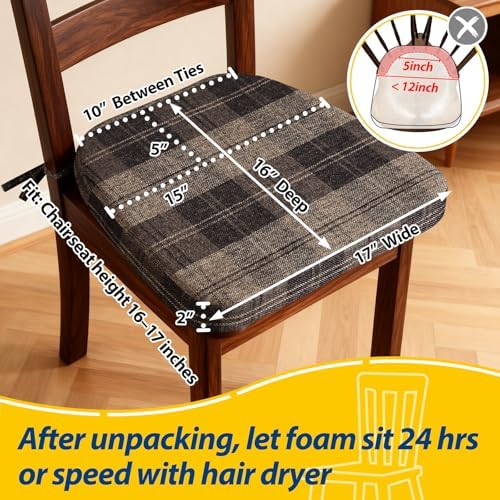AAAAAcessories Chair Cushions for Dining Chairs, 17 x 16 x 2 in, Set of 4 - Image 2