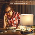 Grey Table Lamp for Bedroom - Stepless Dimmable, USB C+A, 2 AC Outlets - Image 6